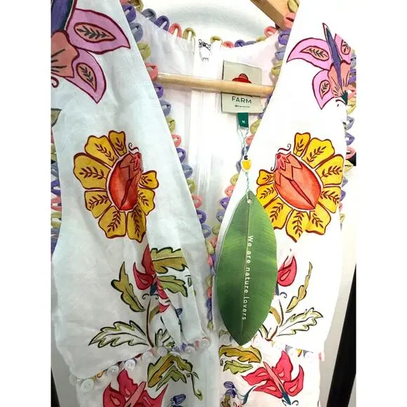 Farm Rio NEW Floral Insects Off White V Neck Sleeveless Maxi, M - Picture 5 of 10